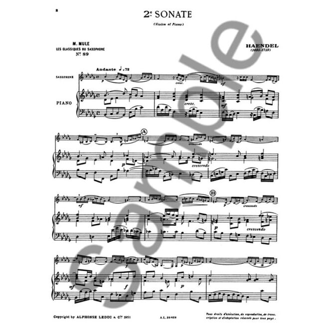 HAENDEL, GEORGE FRIEDRICH.- SONATA N.2 SAXOFÓN SAMPLE