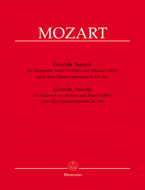 MOZART, WOLFANG AMADEUS.- GRAN SONATA DEL QUINTETO KV.581 (CLARINETE SIB)